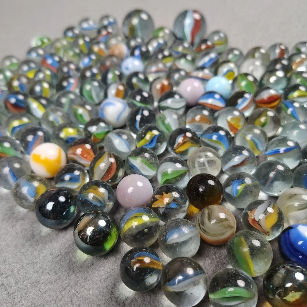 Vintage Marbles Lot 135 Count Mixed Types Assorted Estate Find Swirl/Solids Nice